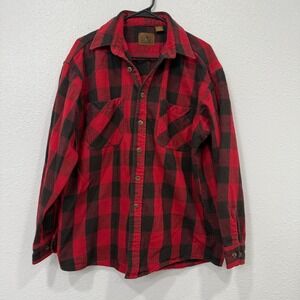St John's Bay Plaid Flannel Shirt Red Black Buffalo Lumberjack Workwear Mens L‎